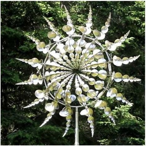 Wetterfahne aus Edelstahl für den Garten – Mehrfarbige dekorative Windmühle – Wetterfest – Kinetische Skulptur für den Außenbereich (1/5)