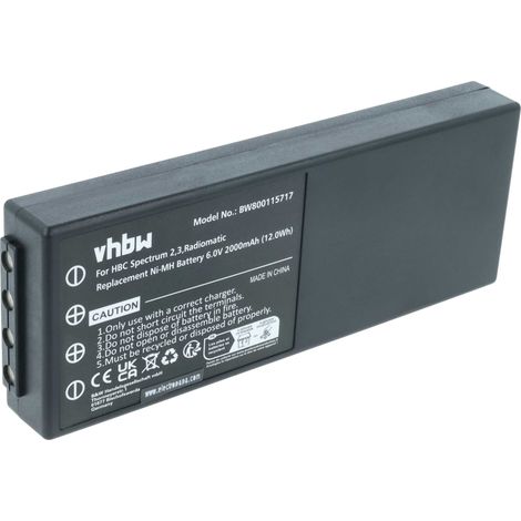 vhbw Akku Ersatz für HBC RHB1220KY, BA214060, BA214061 für Industrie-Funkfernsteuerung Fernbedienung (2000 mAh, 6 V, NiMH) - Schwarz