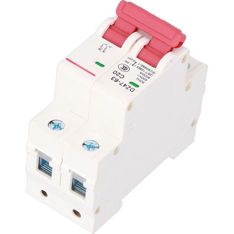 Disjoncteur miniature 2P 20A avec fenêtre visuelle ergonomique, protection contre les surcharges, conception pratique (1/5)