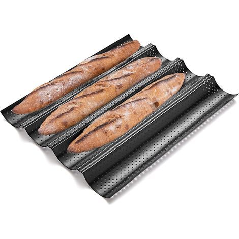 Antihaftbeschichtete, vierfach verwendbare französische Brotbackform, wiederverwendbares Küchenutensil, schwarz (1/5)