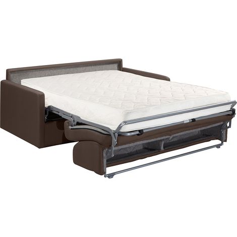 Divano letto 4 posti express in tessuto marrone con seduta memory foam - Rete a doghe larghe 160 cm - Materasso 18 cm - - CALIFE (1/2)