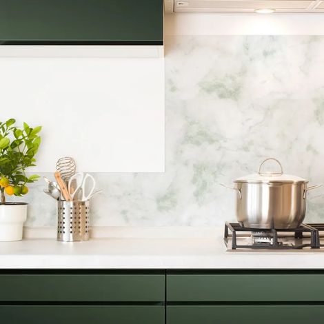 Crédence cuisine en aluminium - effet marbre vert - 200x20 cm (en 2 bandeaux) (1/5)