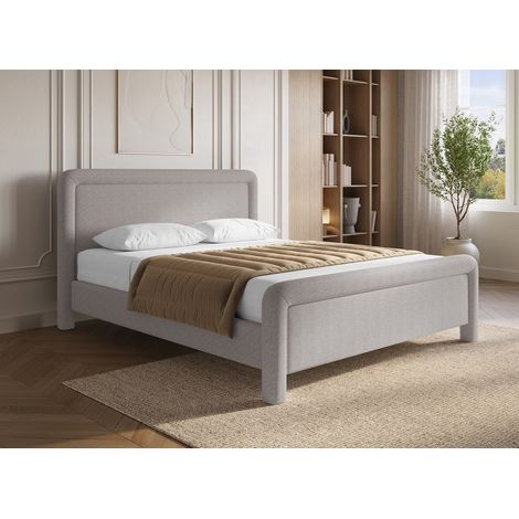Lit double en tissu doux taupe 160 x200 cm anela (1/5)