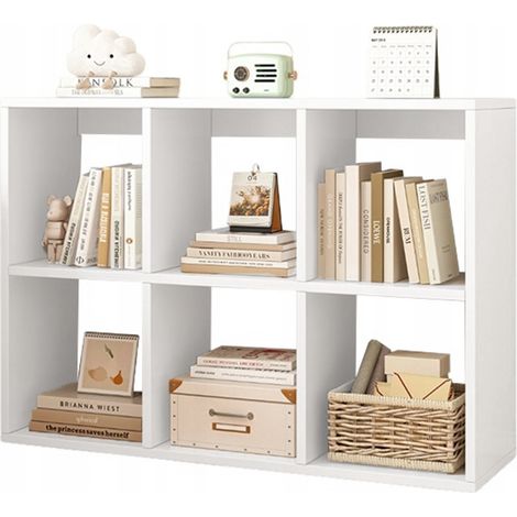 Bücherregal mit 6 Einlegeböden, weiß, offener Schrank, moderner Loft-Stil, 100 x 67 x 30 cm