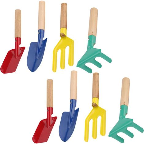 Kit D'outils de Jardinage 8 Pièces Pelle à Creuser, Truelle de Transplantation en Acier et Manche en Bois, Résistant Désherbage en Jardinage (1/5)