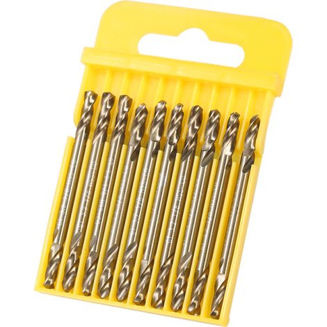 Lot de 10 forets HSS-Co cobalt M35 1/8", double pointe. Résistants chaleur, pour acier inox, métal dur, perçage précis. (1/5)