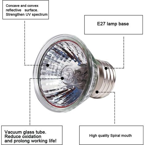 50W E27 Ampoule Lamp Chauffante Tortue, UVA UVB Ampoule Reptile Chauffage Ampoule Lampe, pour Reptiles Lézard Tortue Aquarium (Lot de 6) (1/4)