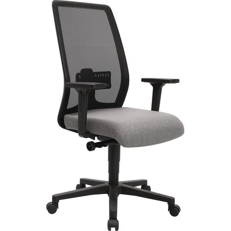 Fauteuil de bureau pivotant synchronisé, gris clair/noir, 430-540 mm, avec dossier, charge maximale 110 kg