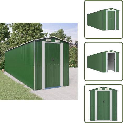 Gartenschuppen & Geräteschuppen - Living Geräteschuppen Grün 192x772x223 cm Verzinkter Stahl