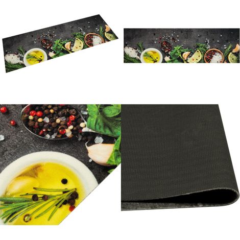 Küchenteppich Waschbar Gewürze 45x150 cm Samt - Küchenläufer - Samt - PVC - Rutschfest - Maschinenwäsche - Home & Living (1/5)