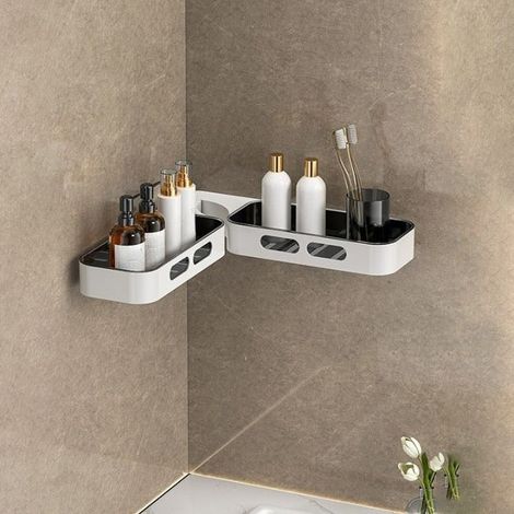 Um 360° drehbares, wandmontiertes Badezimmerregal aus ABS, weiß, 61,5 x 10,5 x 4 cm, einfache Installation und platzsparend