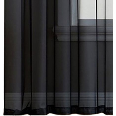 Rideaux voilages pour salon, panneaux de rideaux à œillets pour chambre, rideaux semi-transparents noirs (39''L x 98''H, 2 panneaux) (1/5)