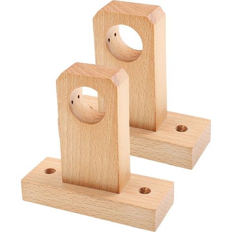 2 Supports de Tringle à Rideaux en Bois Naturel, Crochets de Support Muraux Robustes pour Tringles de Porte et Fenêtre, Décoration D'Intérieur A