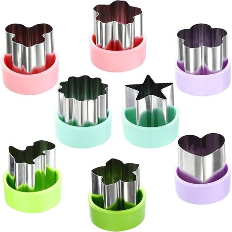 Ensemble de 8 emporte-pièces en acier inoxydable de 3,8 cm (1,5 po) pour légumes et fruits, idéal pour les enfants, les bentos, les sandwichs, le fondant, le fromage, la pâtisserie et la préparation d (1/5)