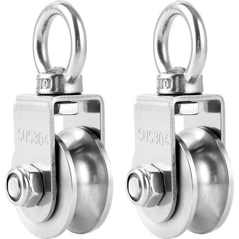 Lot de 2 poulies de renvoi Câble en acier inoxydable 304 Petite Pour cordes Câble en acier inoxydable 304 Charge maximale : 500 kg (1/5)