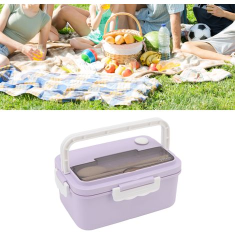Unterteilte Lunchbox/Bento-Box aus Kunststoff für Schüler und Erwachsene, mikrowellengeeignet, tragbar, Farbe: Taro-Lila. (1/5)