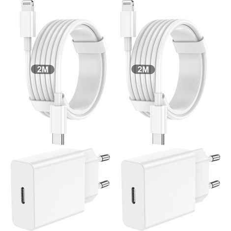Caricabatterie rapido per iPhone 14, 13, 12 e 11, con porta USB-C e cavo Lightning da 2 m. (1/5)