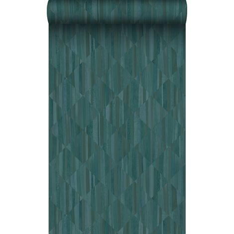 papier peint imitation bois en 3D bleu canard  - Origin Wallcoverings (1/5)