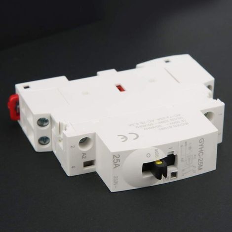 Contacteur AC Contacteur DIN Silencieux 25A, ContactorRail Interrupteur Domestique à 4 Positions Contacteur AC avec Interrupteur de Commande Manuel 2P 25A 220V 50Hz (2NON)