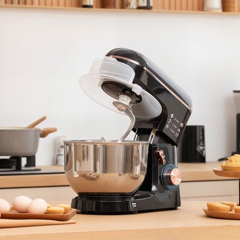 Robot pâtissier, mixeur, 6 vitesses, bol en inox 5,5 L, noir (1/4)