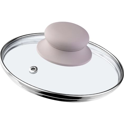 KADAX Glasdeckel mit Griff aus Silikon, Deckel mit Dampfloch, 14 cm, beige