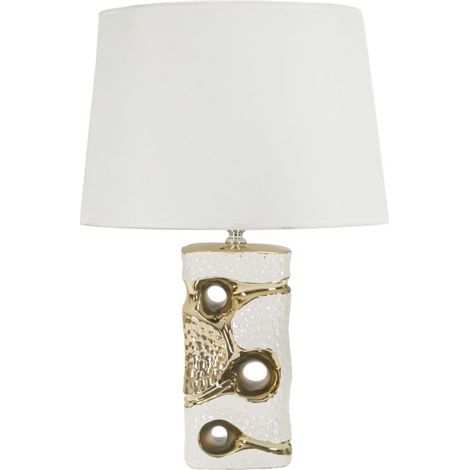 Lampe à Poser en Céramique "Florida" 43cm Blanc & Or (1/5)