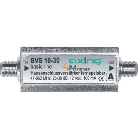 Axing BVS 10-30 Mini Amplificatore di Linea per TV via Cavo, 12 V, 47-862 MHz, 26-30 dB