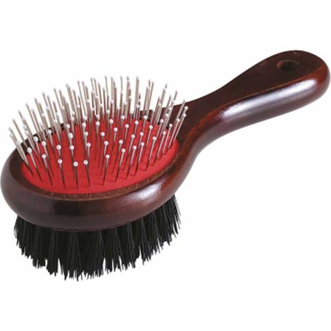 Brosse de Toilettage en Bois "Double Face" 22cm Marron