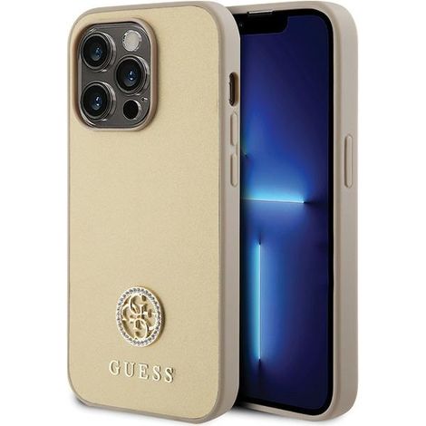 Guess GUHCP15LPS4DGPD iPhone 15 Pro 6.1 Gold/Gold Hartschalenetui Strass Metall Logo (1/5)