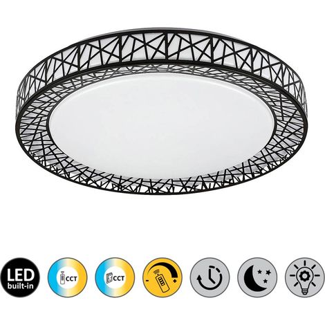 Plafoniera LED dimmerabile con telecomando 49cm 48W nera (1/5)