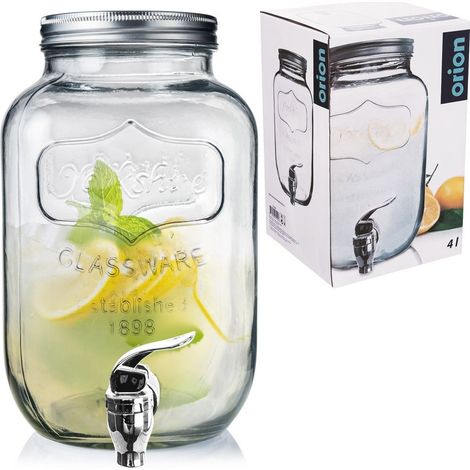Tarro de cristal para bebidas con grifo de 4 litros (1/5)