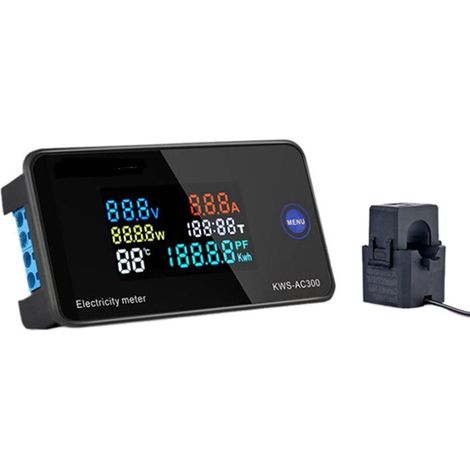 Voltmètre CA 50-300 V, ampèremètre KWS Powers, compteur d'énergie, wattmètre numérique LED, compteur électrique CA (transformateur split moyen)-AquaForge (1/5)