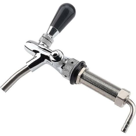 Robinet de bière pression réglable chromé avec tige de 10 cm (4 pouces) pour brassage maison, fûts et tireuses à bière artisanales. (1/5)