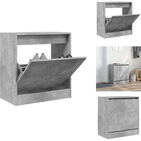 Armoire à chaussures gris béton 60x34x63,5 cm bois d'ingénierie - Meuble Chaussure - Range Chaussures - Armoire Chaussure - Rangement Entrée - Meuble Petit Espace (1/5)