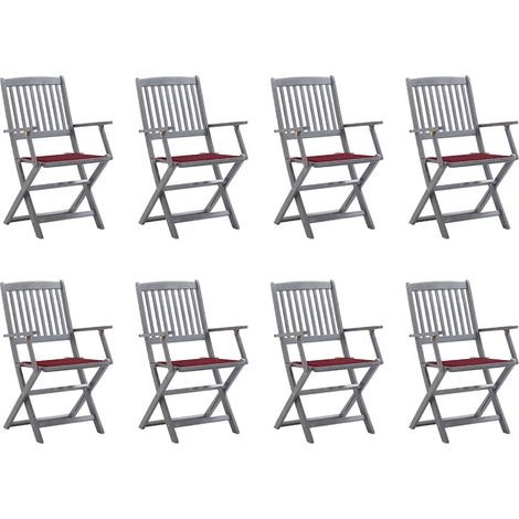 Klappbare Gartenstühle 8 Stk. mit Kissen Massivholz Akazie