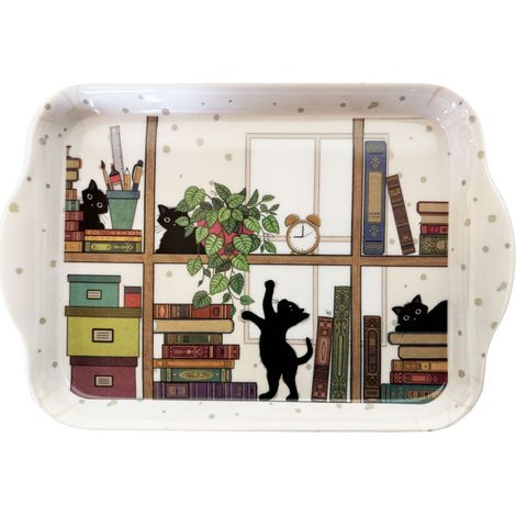 Mini plateau en mélamine chatons dans la bibliothèque 21 cm (1/2)