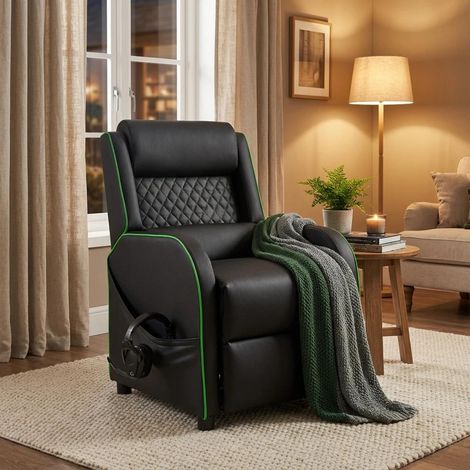 Le Roi Du Relax – Fauteuil gaming ergonomique inclinable avec repose-pieds – Similicuir respirant – Dossier réglable par poussée lombaire – Design moderne
