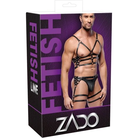 Zado - Conjunto de arnés de piel con correas negras M/L (1/5)