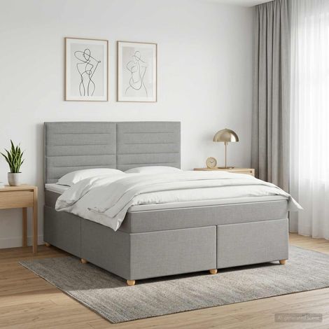 Cama box spring con colchón Gris Claro 140 x 200 cm Tela (1/5)