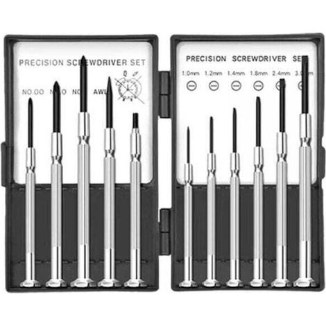11-teiliges Mini-Präzisionsschraubendreher-Set (Schlitz/Kreuzschlitz) – für Brillen-, Elektronik- und Mikromechanik-Reparaturen – Profi-Set (1/4)