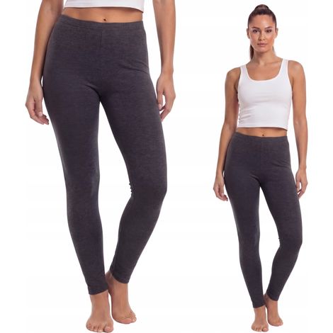 Leggings lunghi in cotone, marca polacca, colore grafite, taglia XL (1/4)