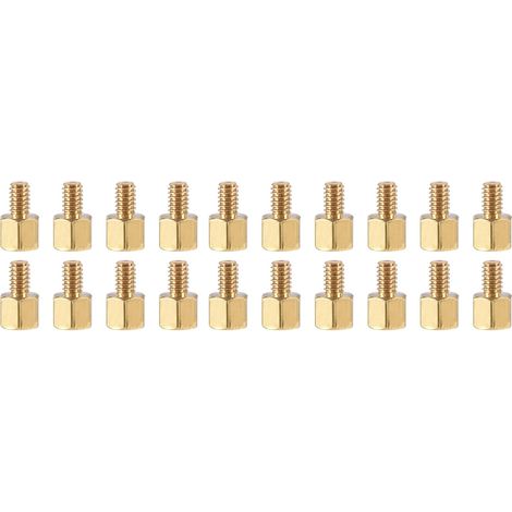 20 pcs M2.5 Écarteur Vis, Laiton Hex pcB Éloignements, Conserver Hauteur Cohérent, pour Carte Mère (Or Ton, 5mm+4mm) (1/5)