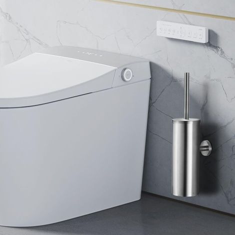 Brosse WC murale avec support pour salle de bain en acier inoxydable et nickel brossé (1/3)