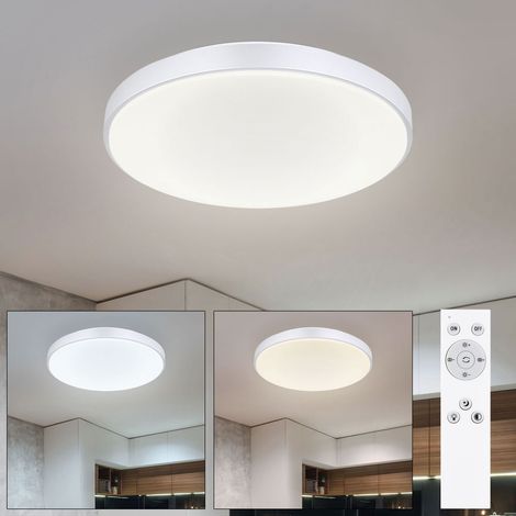 Plafoniera LED dimmerabile plafoniera soggiorno plafoniera con telecomando, funzione memoria luce notturna CCT, metallo argento bianco opale, 1x LED 18W 1300Lm 2700-6500K, PxH 41x6cm