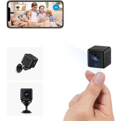 Camera Espion WiFi 4K HD Mini Caméra de Surveillance Interieur Extérieur sans Fil avec Enregistrement avec Mini Cachée Détection Mouvement Spy Cam Vision Nocturne Mini Camera (1/5)