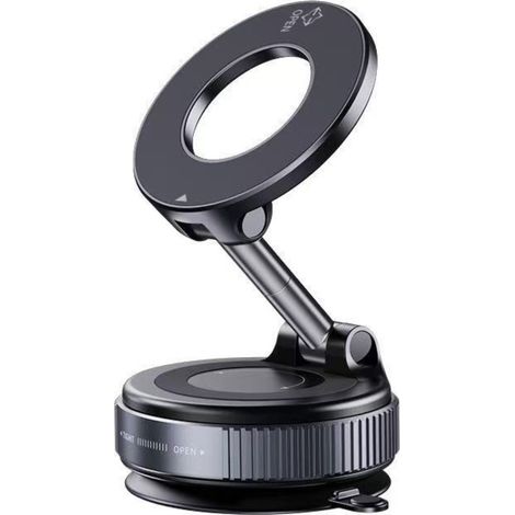 Support téléphone voiture magnétique – Aimant N52 avec base ventouse miroir, réglable trois axes, rotation 360° et fixation ABS pliable (1/5)