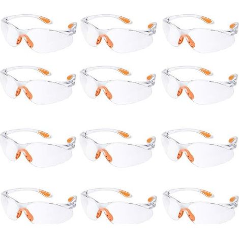 Paquet de 12 lunettes de sécurité lunettes de travail de protection avec lentilles antibuée transparentes lunettes de protection chimique pour laboratoire de jardin (1/5)