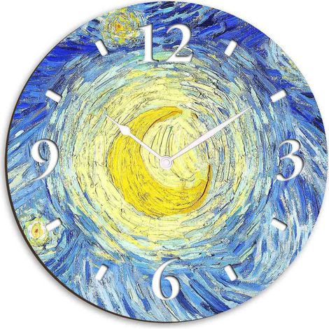 Lupia - Orologio da parete lavorato in Legno 32x32 cm Notte Stellata (1/4)
