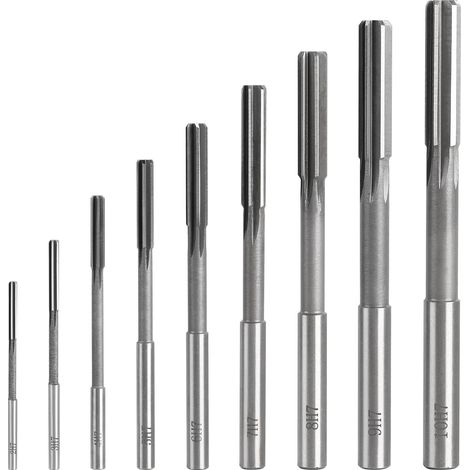 9pcs H7 Straight Shank HSS 2-10mm Machine Reamer for Wood and Metal Work Improves Hole Accuracy
