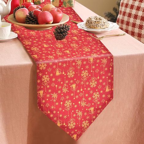 Chemin de table de Noël, 30 x 180 cm, carillons éoliens rouges, chemin de table pour décorations de Noël d'hiver (1/5)
